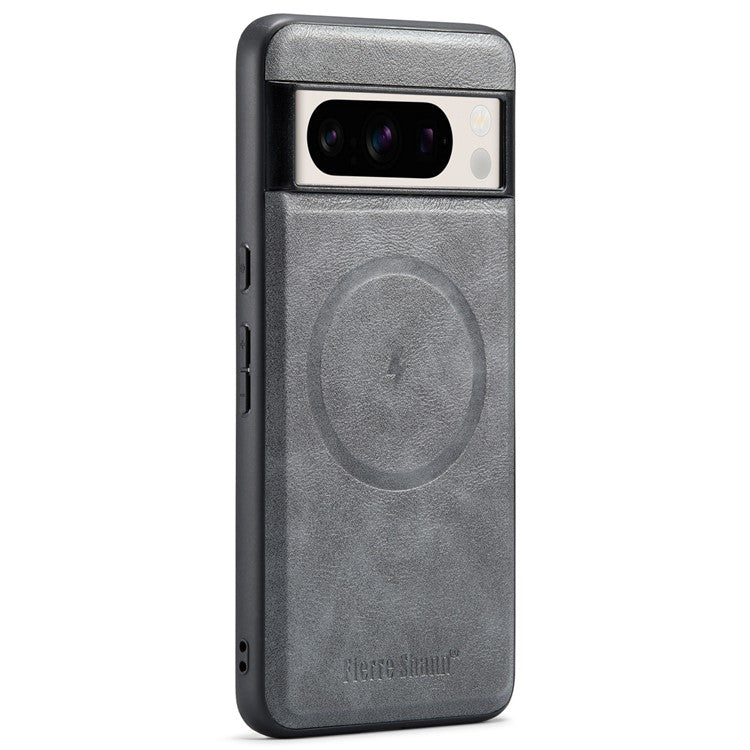 FIERRE SHANN 025 Style For Google Pixel 8 Pro Case PU+TPU Phone Cover with Detachable Card Holder Kickstand - Grey