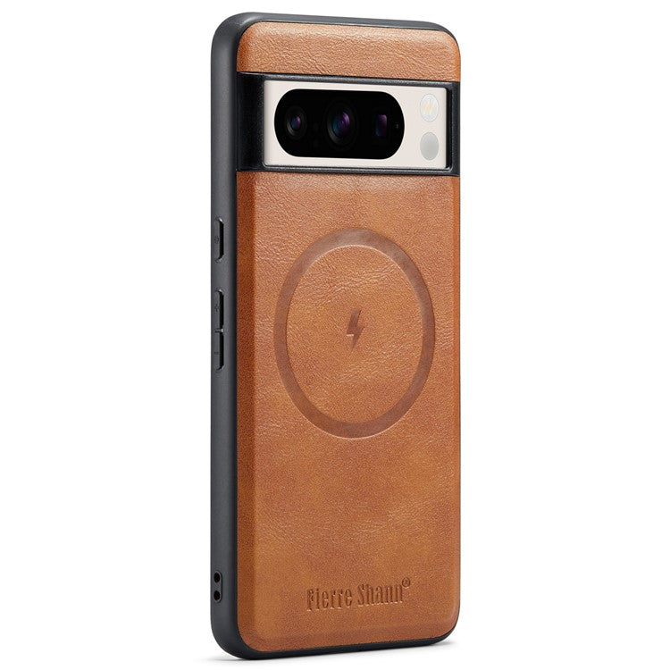 FIERRE SHANN 025 Style For Google Pixel 8 Pro Case PU+TPU Phone Cover with Detachable Card Holder Kickstand - Brown