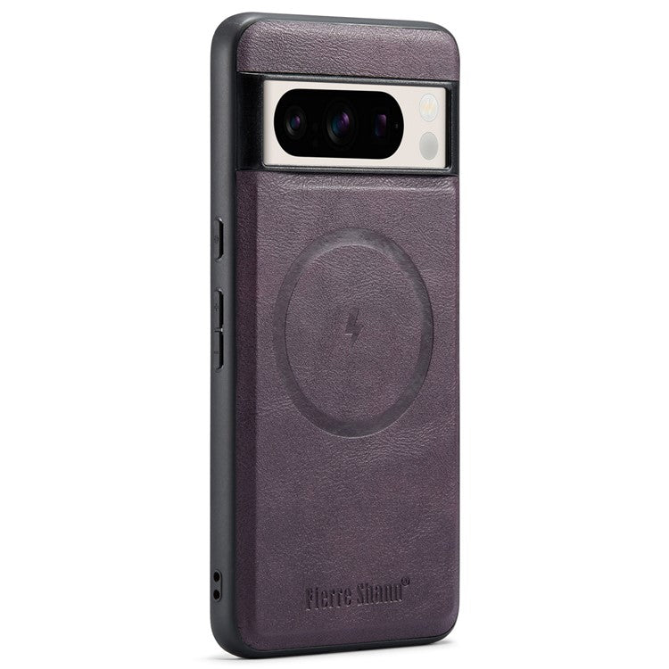 FIERRE SHANN 025 Style For Google Pixel 8 Pro Case PU+TPU Phone Cover with Detachable Card Holder Kickstand - Purple