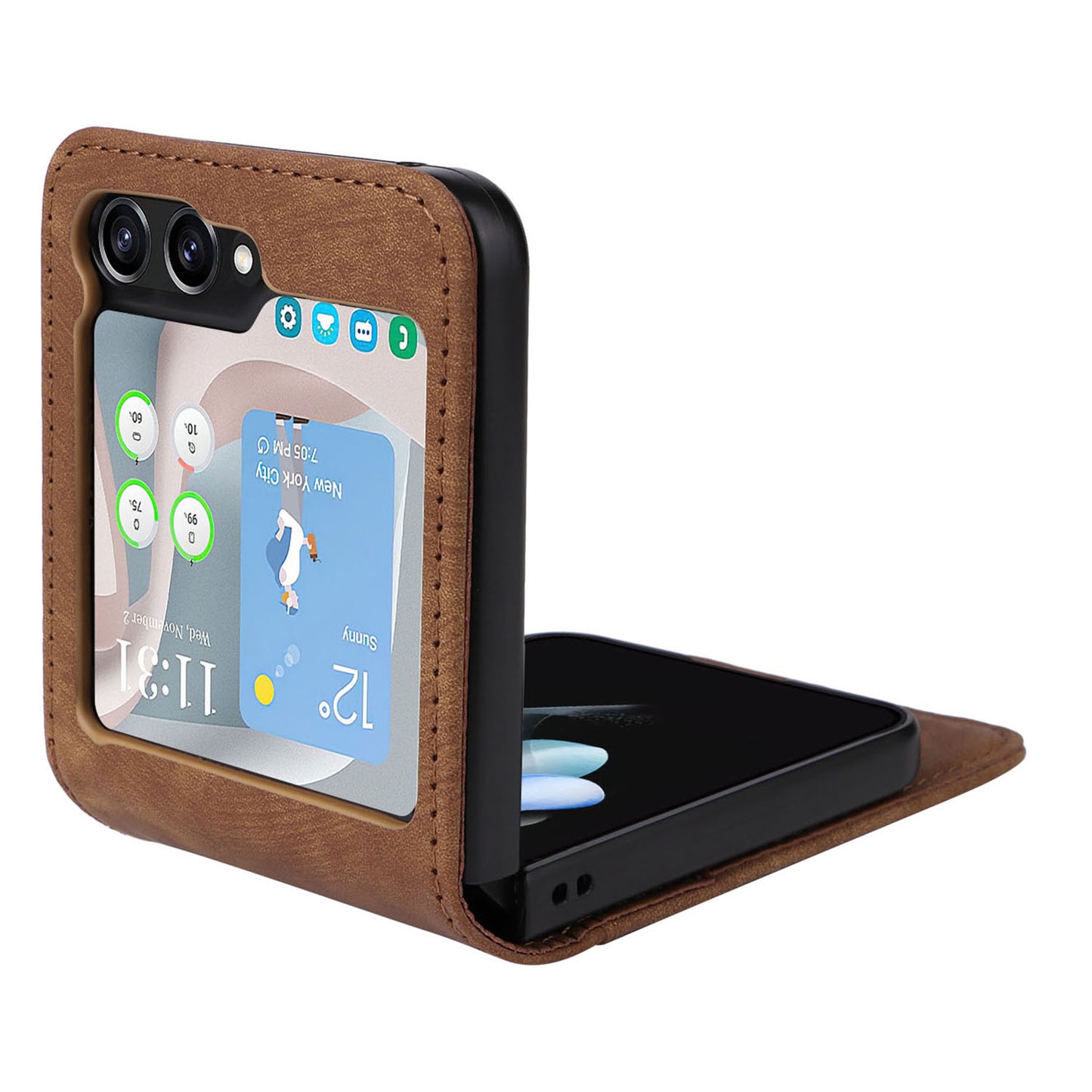For Samsung Galaxy Z Flip6 5G Case PU Leather Card Slots Phone Cover Two-piece Design - Brown