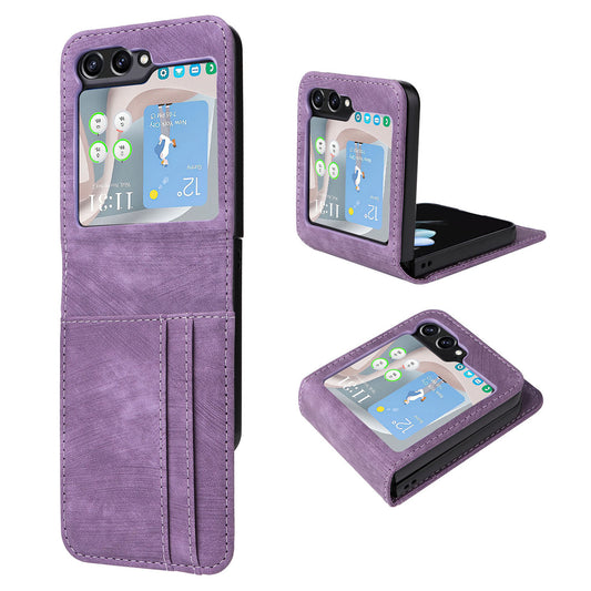 For Samsung Galaxy Z Flip6 5G Case PU Leather Card Slots Phone Cover Two-piece Design - Purple