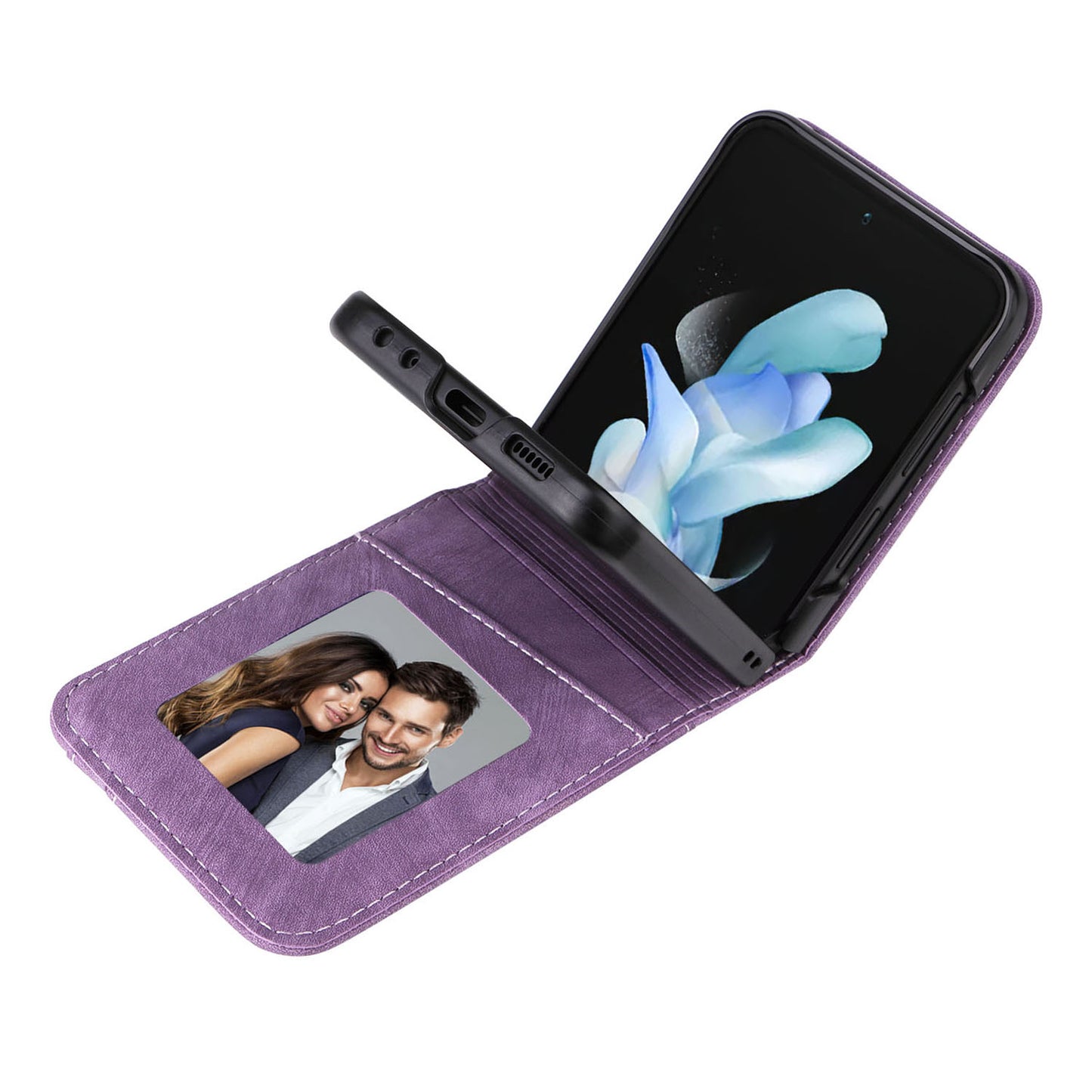 For Samsung Galaxy Z Flip6 5G Case PU Leather Card Slots Phone Cover Two-piece Design - Purple