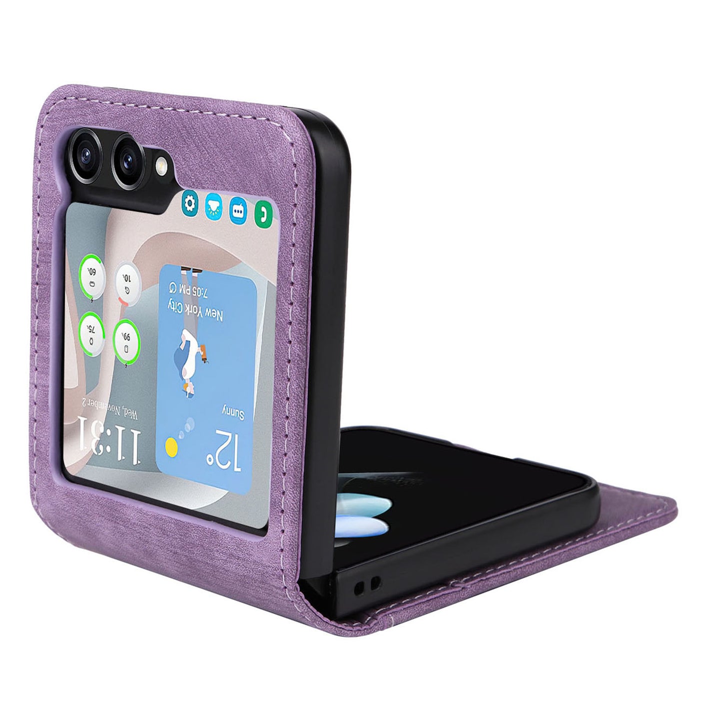 For Samsung Galaxy Z Flip6 5G Case PU Leather Card Slots Phone Cover Two-piece Design - Purple