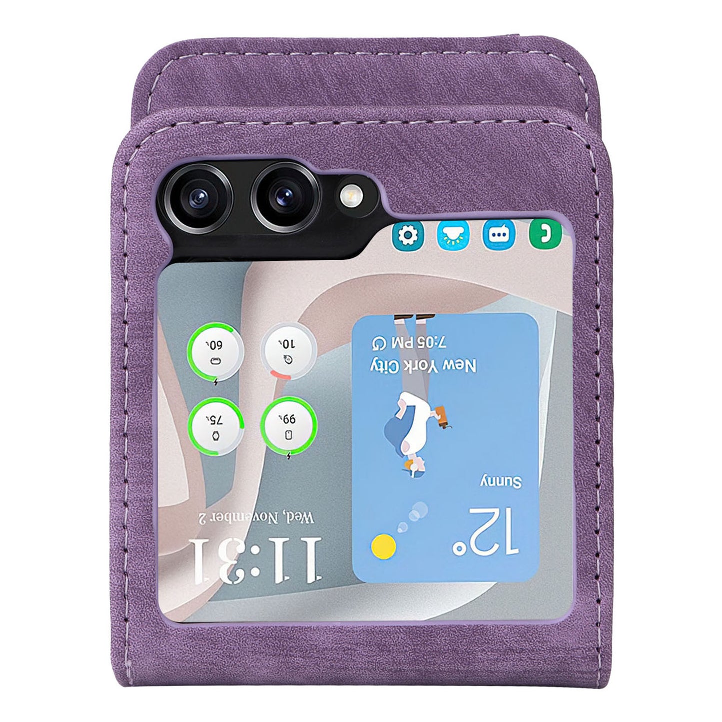 For Samsung Galaxy Z Flip6 5G Case PU Leather Card Slots Phone Cover Two-piece Design - Purple