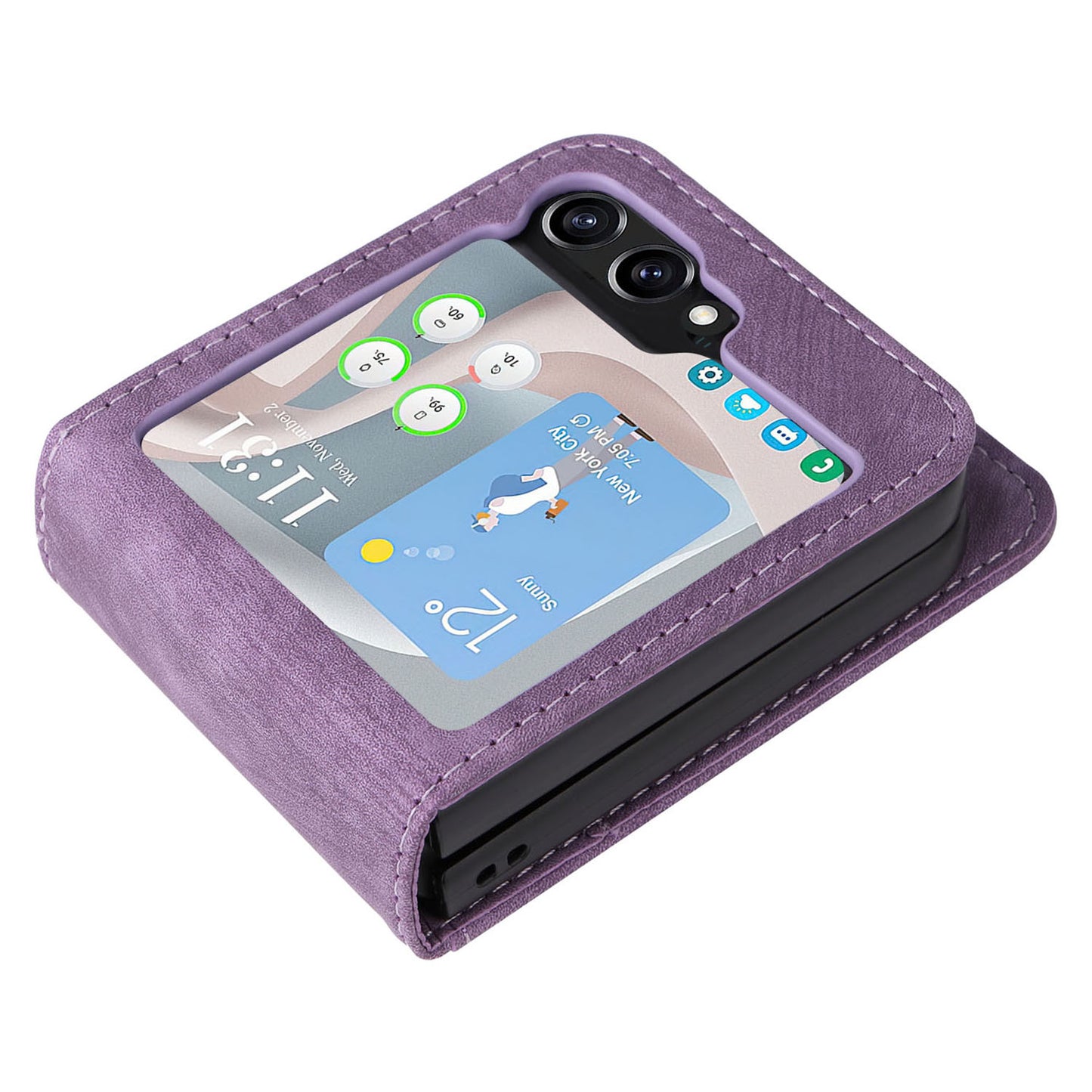 For Samsung Galaxy Z Flip6 5G Case PU Leather Card Slots Phone Cover Two-piece Design - Purple