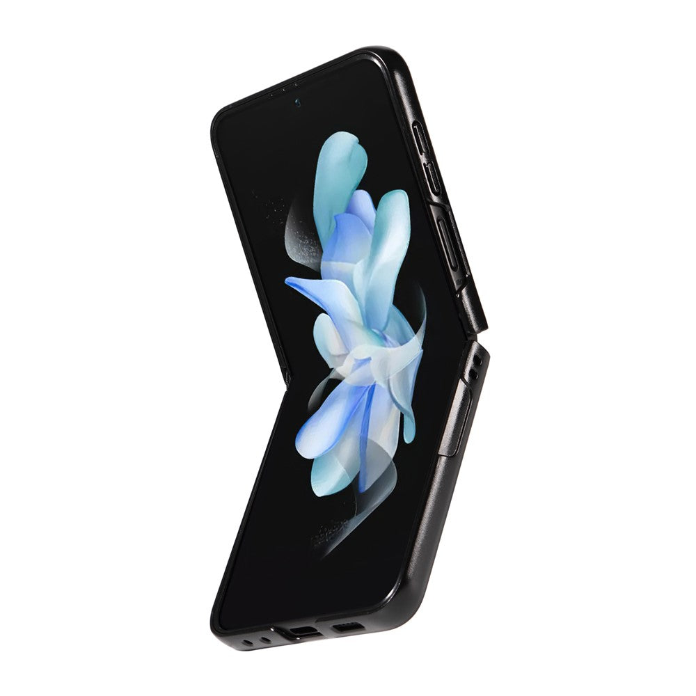 For Samsung Galaxy Z Flip7 FE 5G / Z Flip6 5G Case Litchi Texture Leather+Hard PC Phone Cover - Black