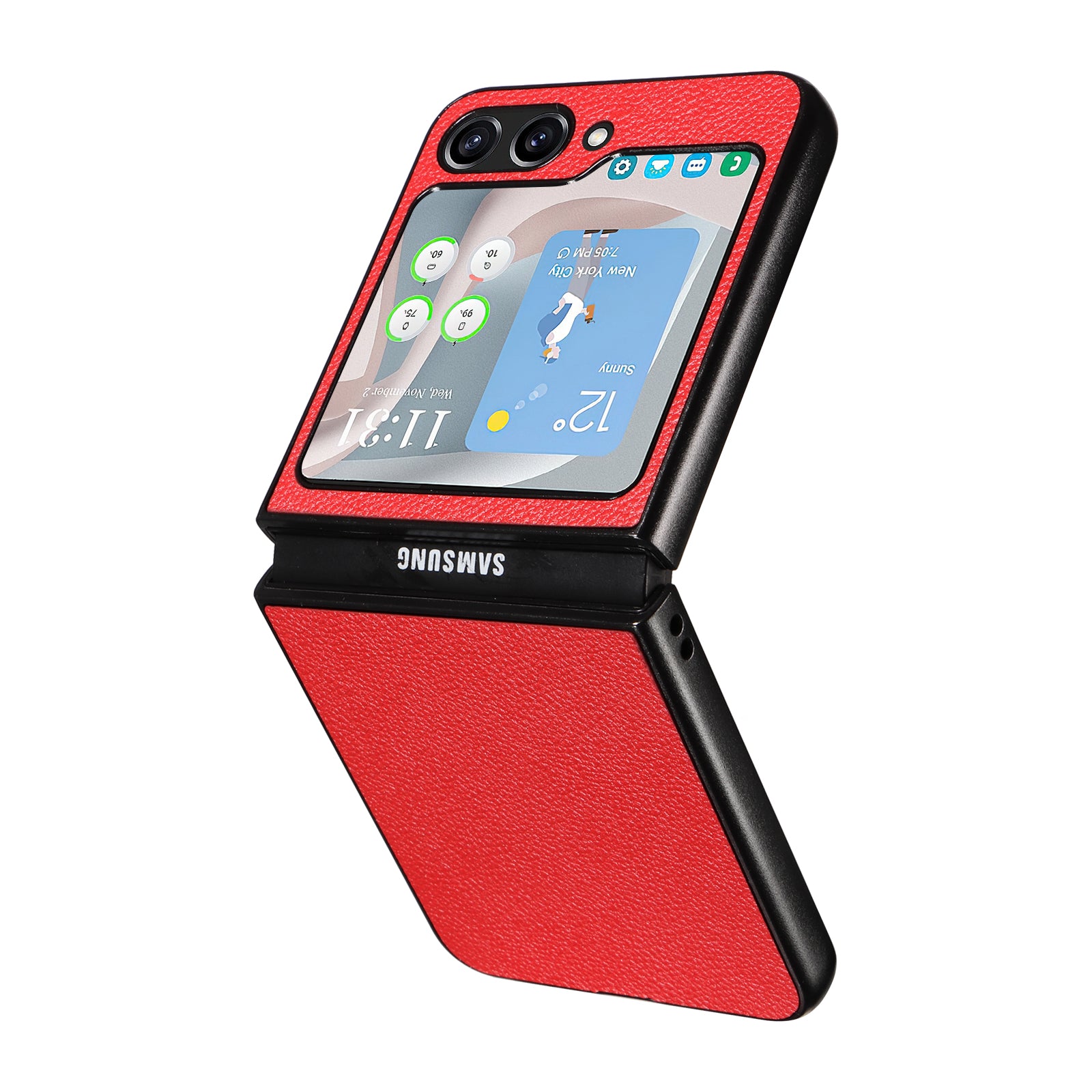 For Samsung Galaxy Z Flip6 5G Case Litchi Texture Leather Hard PC Phone Cover - Red