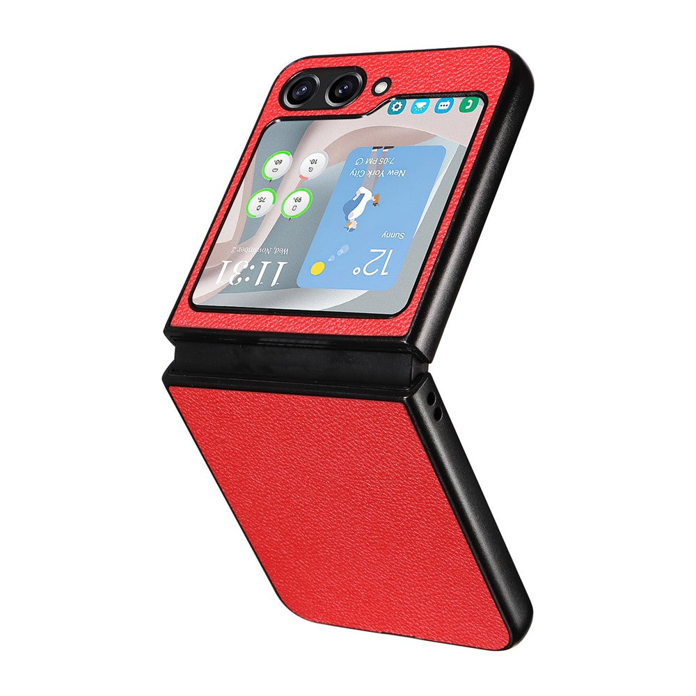 For Samsung Galaxy Z Flip7 FE 5G / Z Flip6 5G Case Litchi Texture Leather+Hard PC Phone Cover - Red