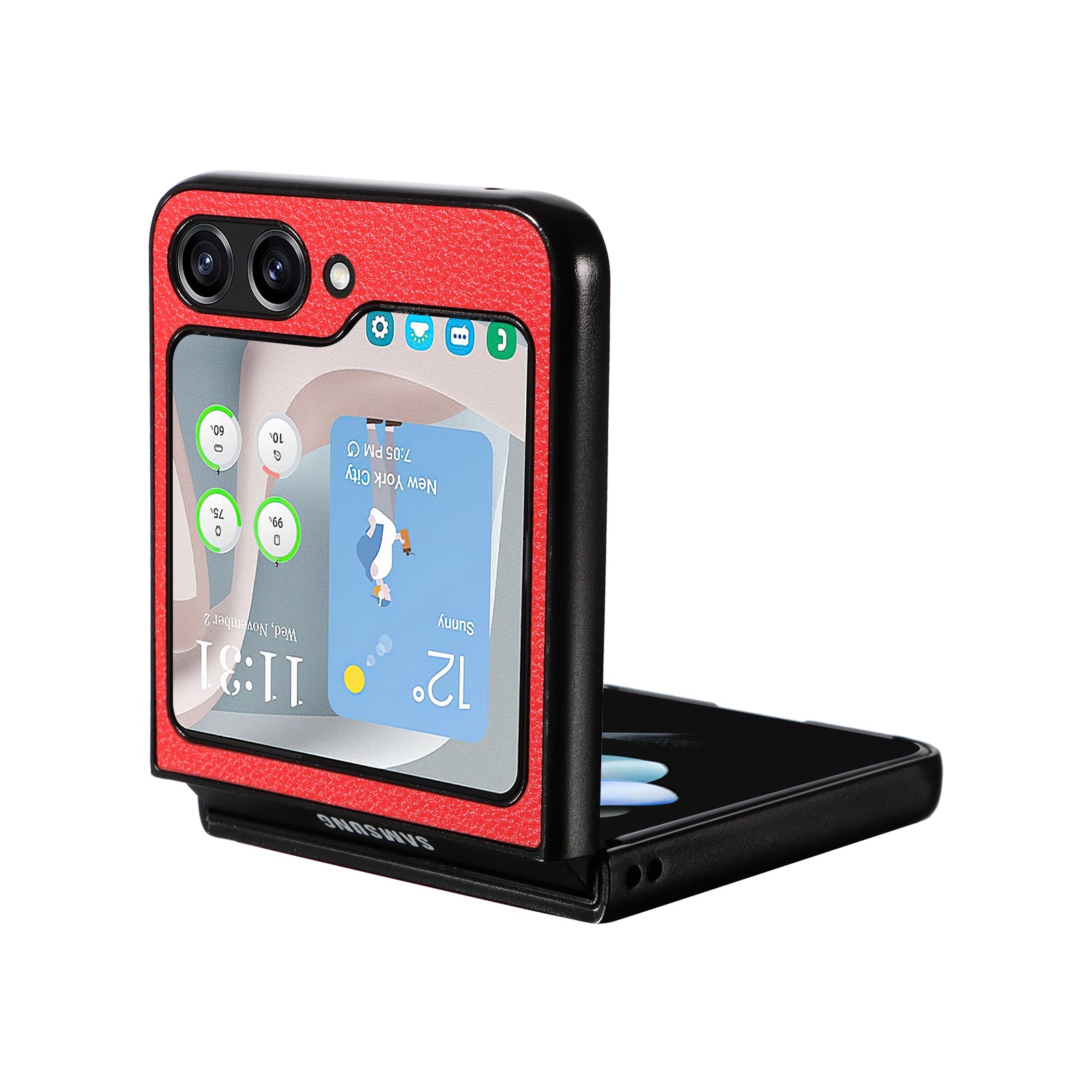 For Samsung Galaxy Z Flip6 5G Case Litchi Texture Leather Hard PC Phone Cover - Red