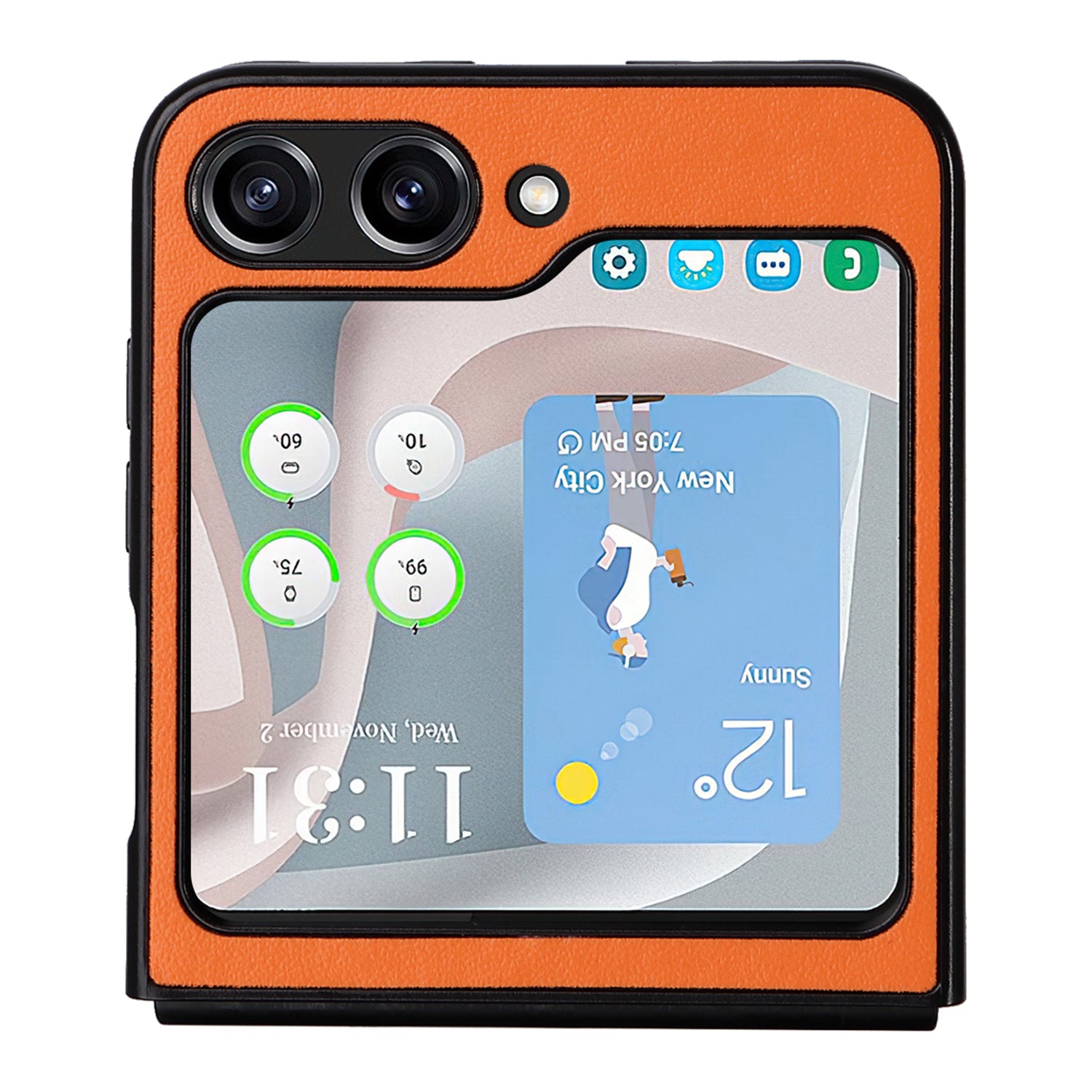 For Samsung Galaxy Z Flip6 5G Case PU Leather Hard PC Protective Phone Cover - Orange