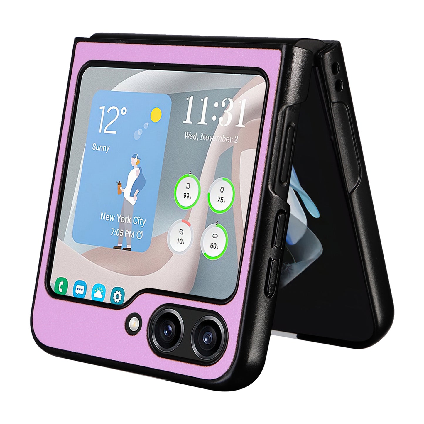 For Samsung Galaxy Z Flip6 5G Case PU Leather Hard PC Protective Phone Cover - Purple