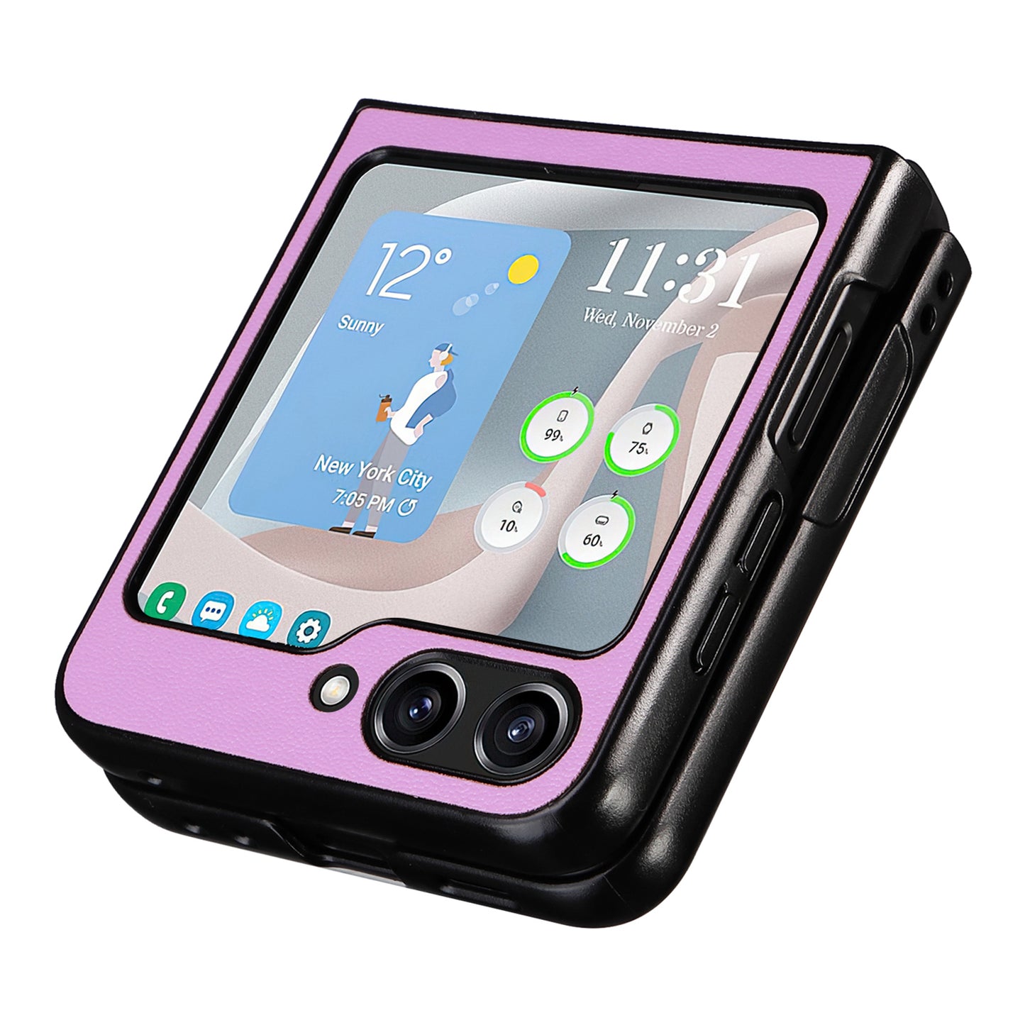 For Samsung Galaxy Z Flip6 5G Case PU Leather Hard PC Protective Phone Cover - Purple