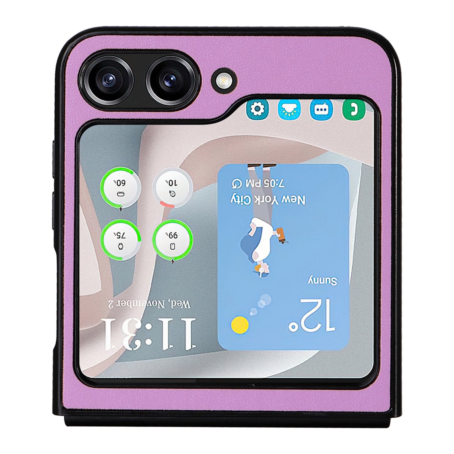 For Samsung Galaxy Z Flip6 5G Case PU Leather Hard PC Protective Phone Cover - Purple