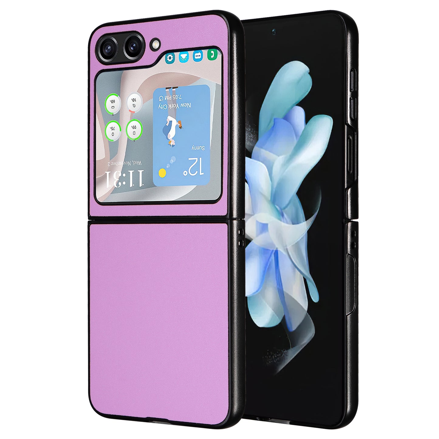 For Samsung Galaxy Z Flip6 5G Case PU Leather Hard PC Protective Phone Cover - Purple
