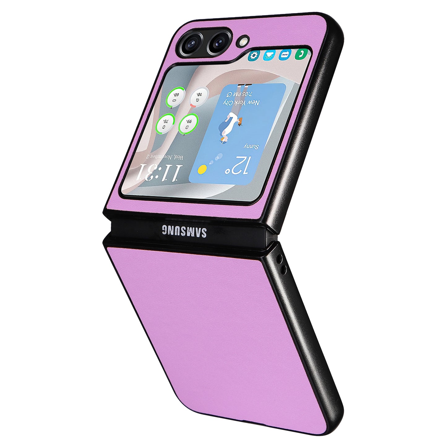 For Samsung Galaxy Z Flip6 5G Case PU Leather Hard PC Protective Phone Cover - Purple