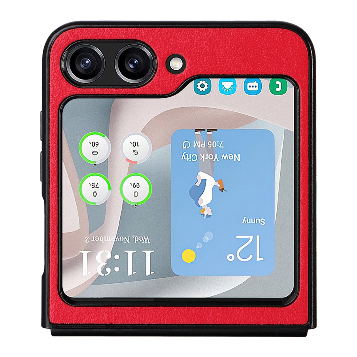 For Samsung Galaxy Z Flip6 5G Case PU Leather Hard PC Protective Phone Cover - Red