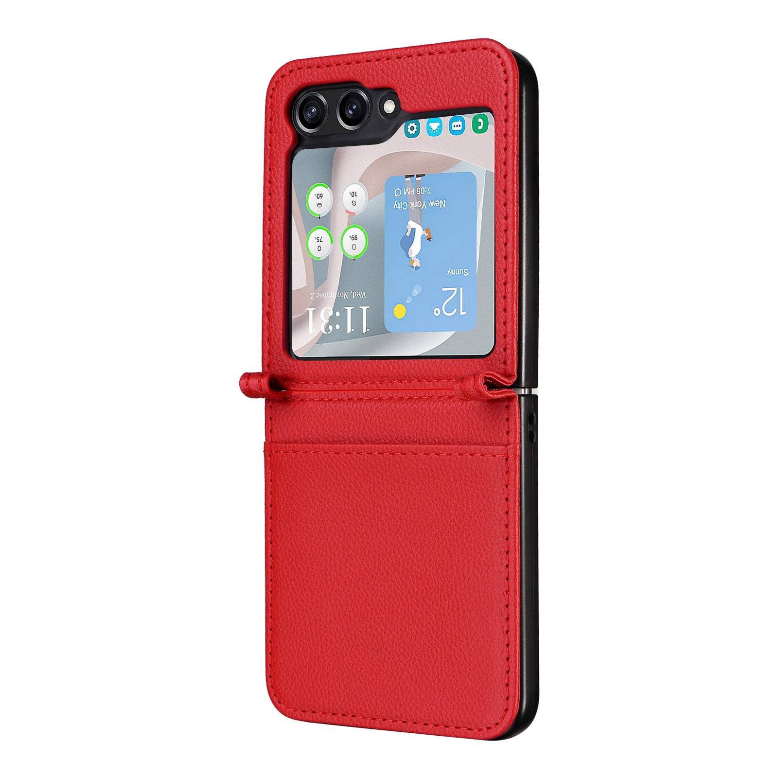 For Samsung Galaxy Z Flip6 5G Case Litchi Texture PU Leather + PC Card Slot Phone Cover - Red