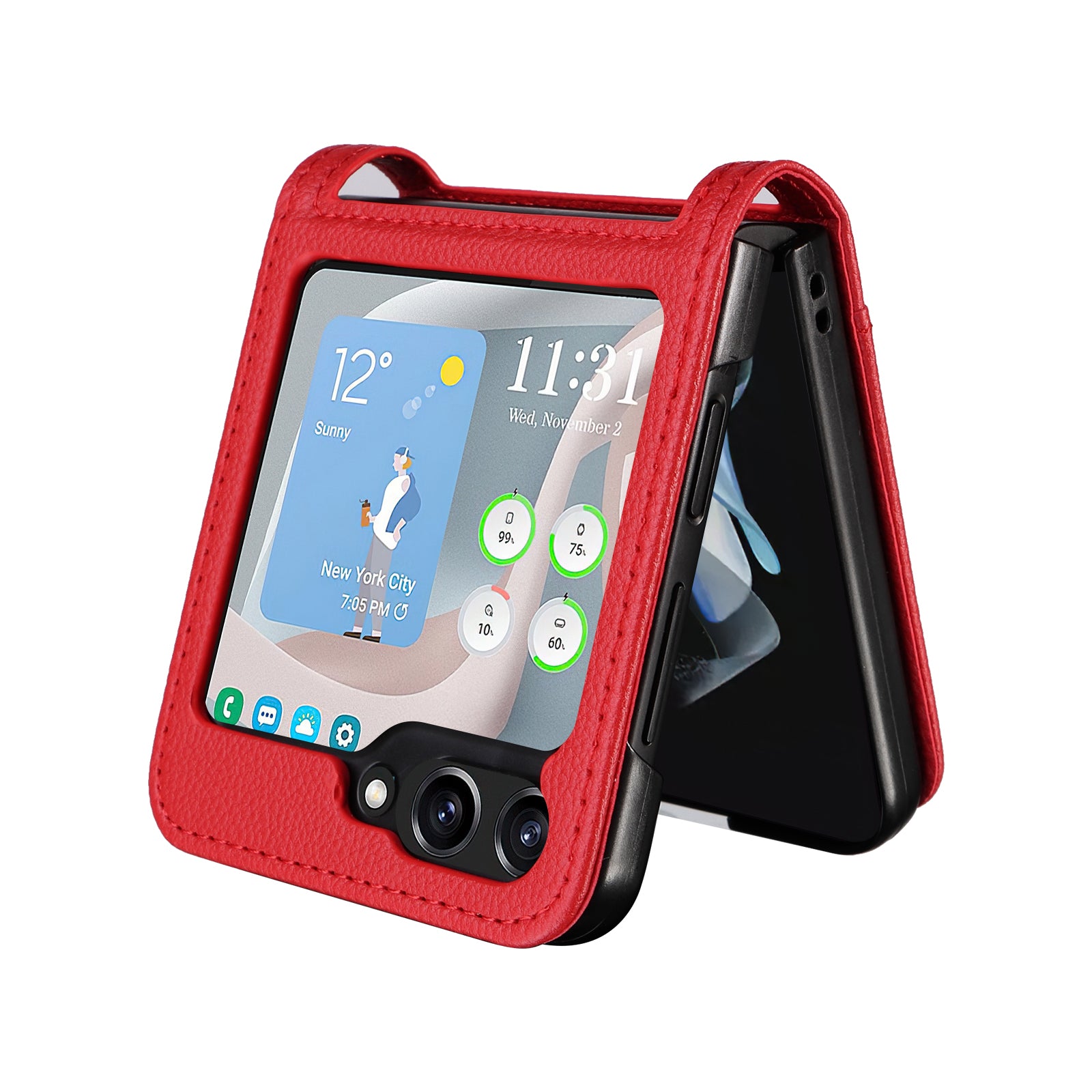 For Samsung Galaxy Z Flip6 5G Case Litchi Texture PU Leather + PC Card Slot Phone Cover - Red
