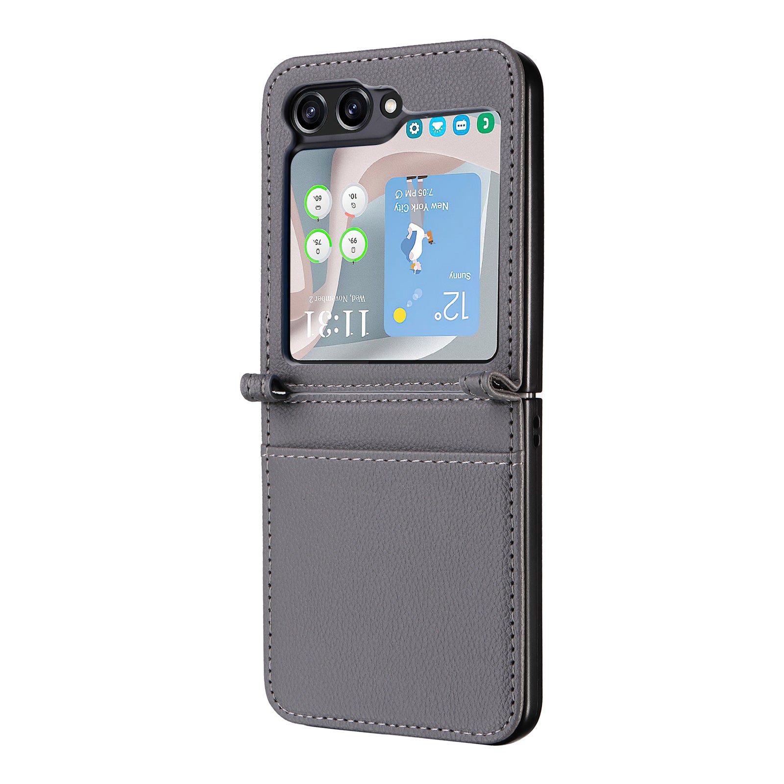 For Samsung Galaxy Z Flip6 5G Case Litchi Texture PU Leather + PC Card Slot Phone Cover - Grey