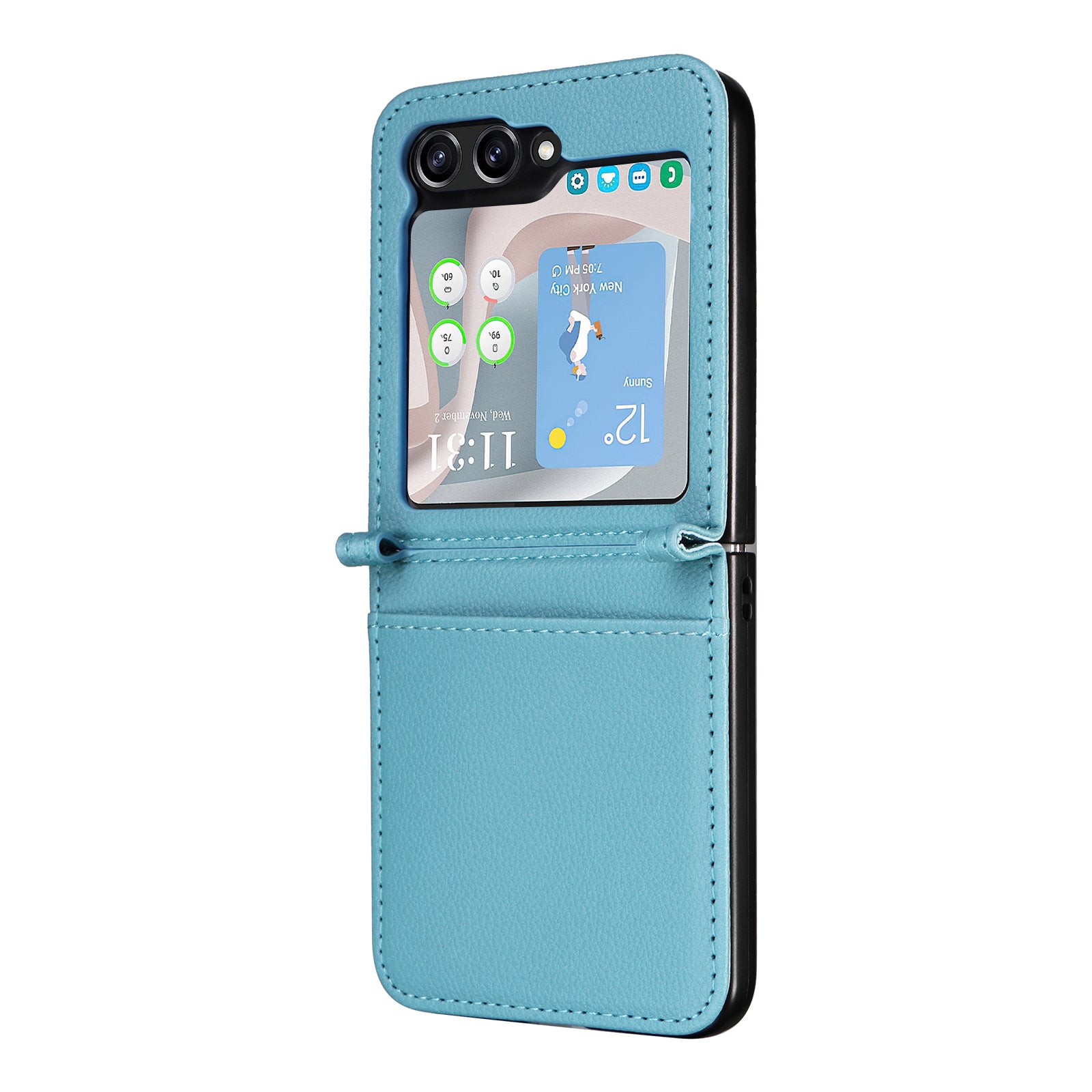 For Samsung Galaxy Z Flip6 5G Case Litchi Texture PU Leather + PC Card Slot Phone Cover - Baby Blue