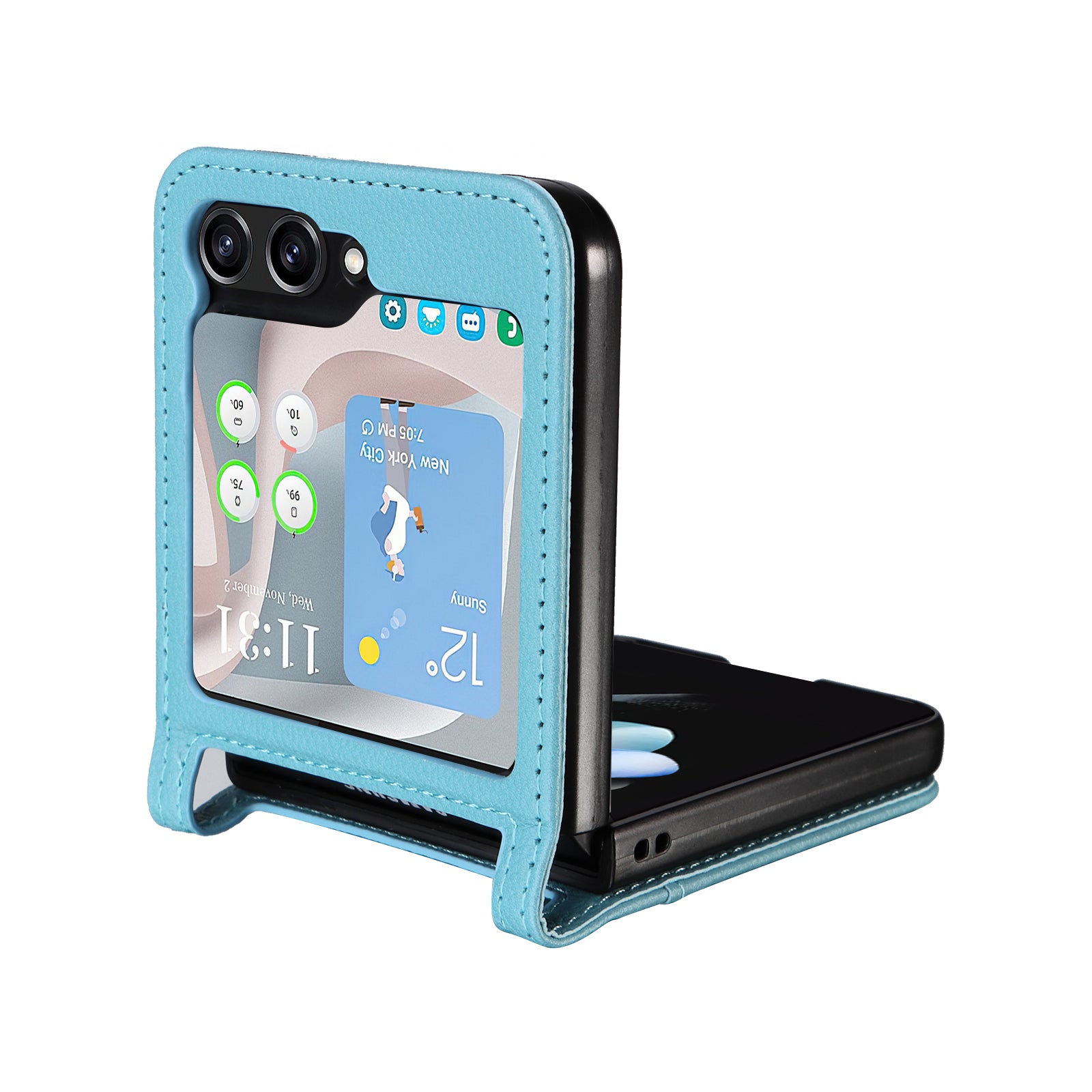 For Samsung Galaxy Z Flip6 5G Case Litchi Texture PU Leather + PC Card Slot Phone Cover - Baby Blue