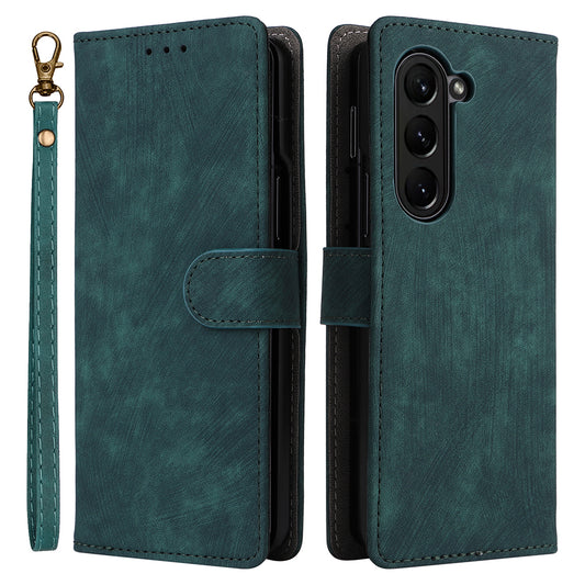 For Samsung Galaxy Z Fold6 5G Case RFID Blocking Leather Phone Cover Viewing Stand - Green