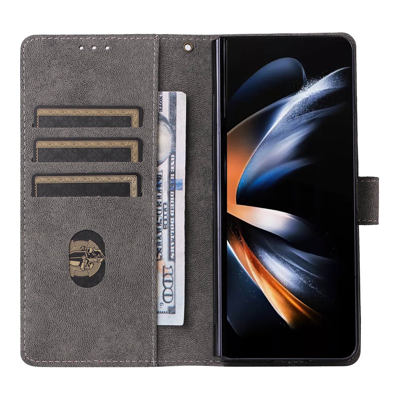 For Samsung Galaxy Z Fold6 5G Case RFID Blocking Leather Phone Cover Viewing Stand - Brown