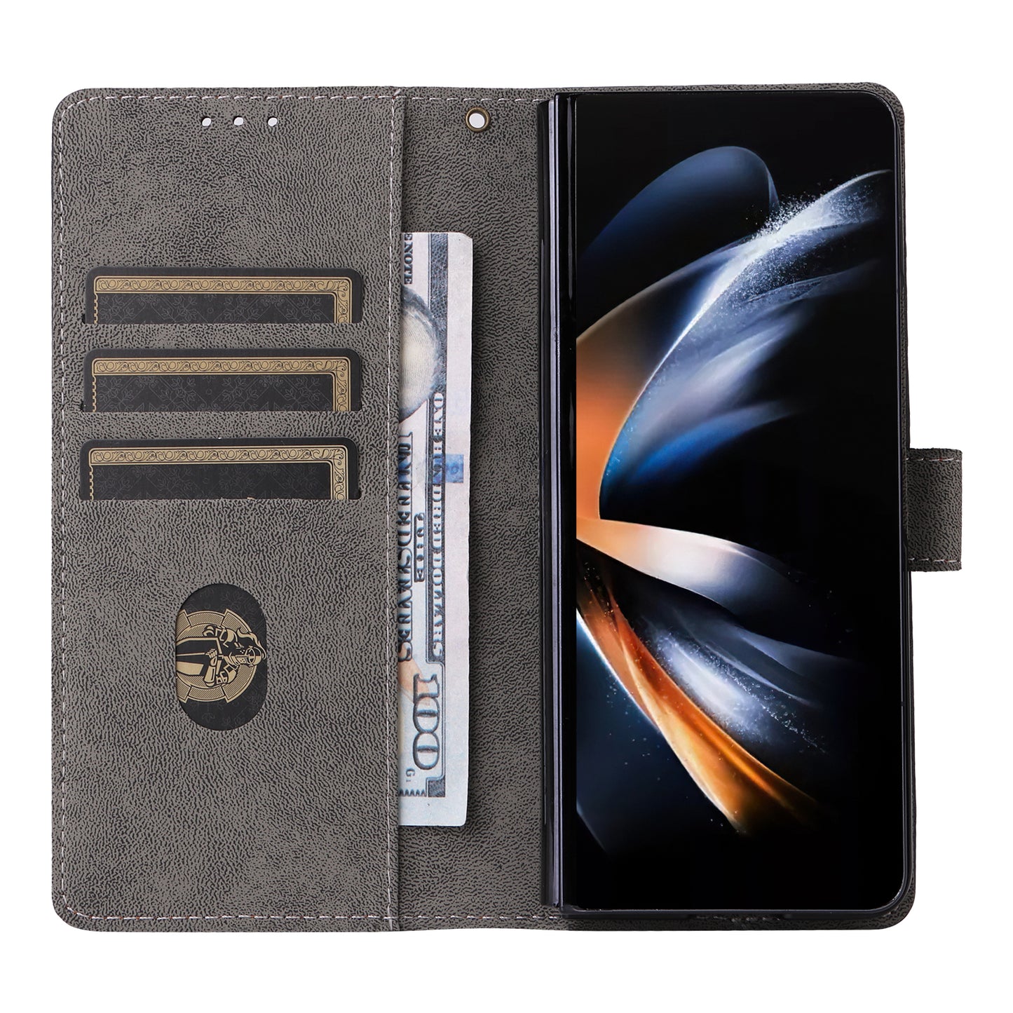 For Samsung Galaxy Z Fold6 5G Case RFID Blocking Leather Phone Cover Viewing Stand - Brown