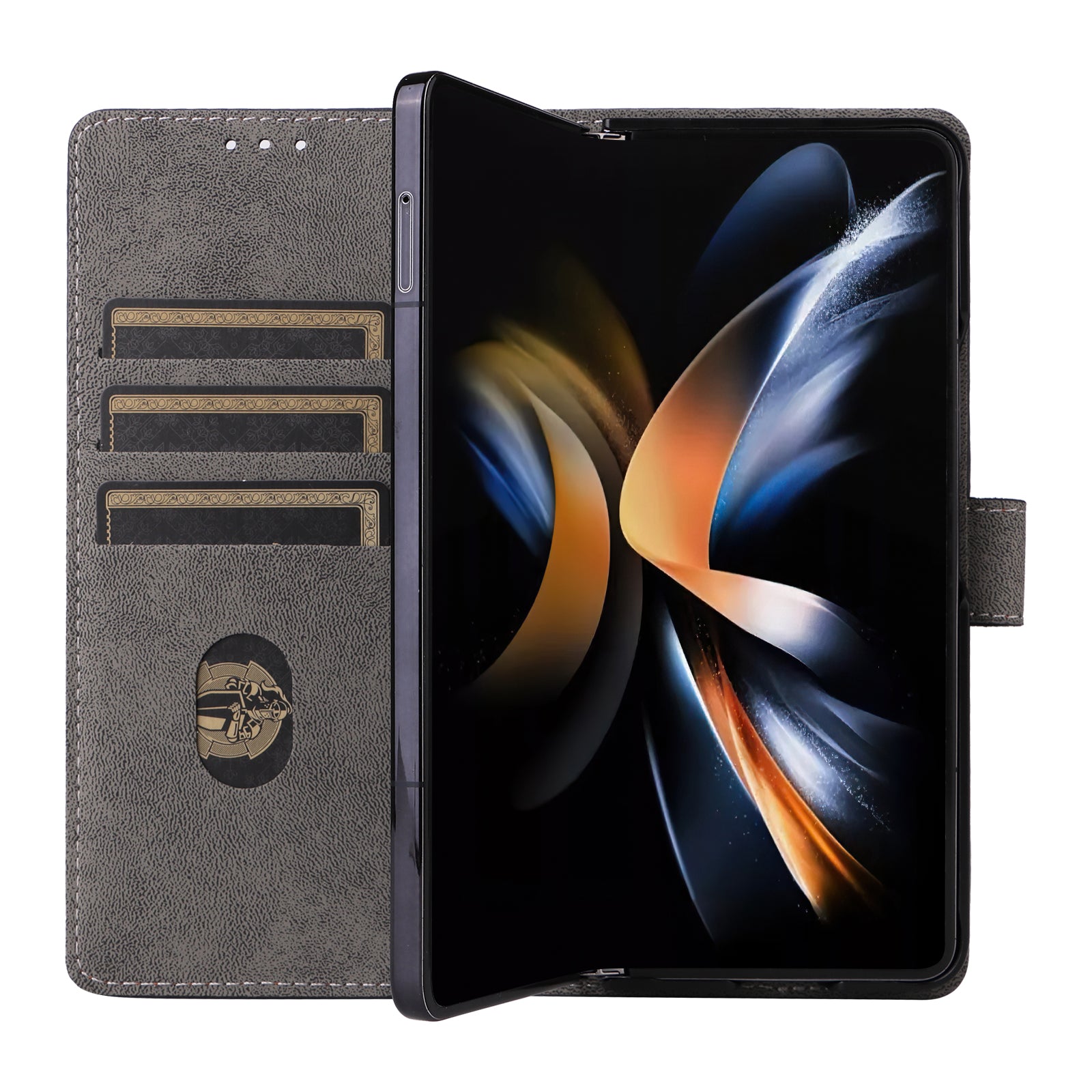 For Samsung Galaxy Z Fold6 5G Case RFID Blocking Leather Phone Cover Viewing Stand - Brown