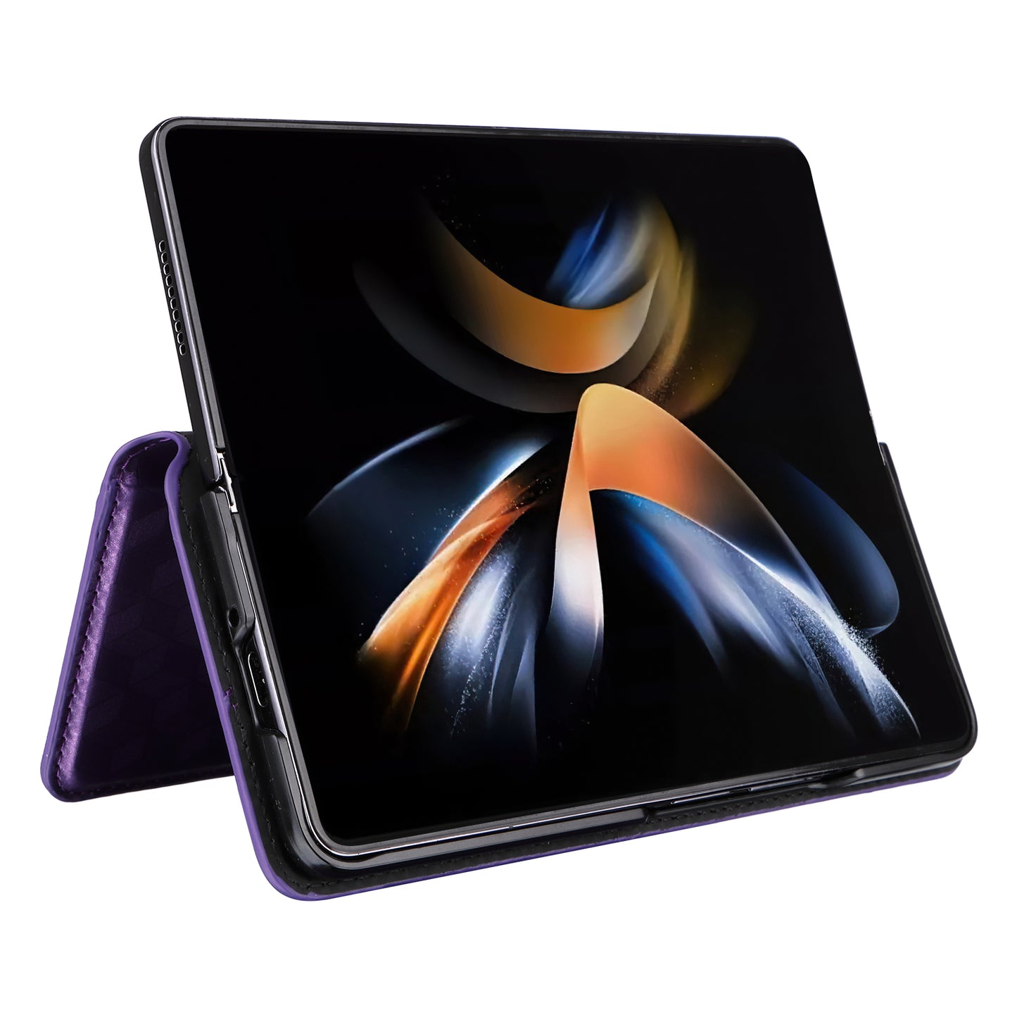 For Samsung Galaxy Z Fold6 5G Case Wallet PU Leather Phone Cover Rhombus Imprinted - Purple