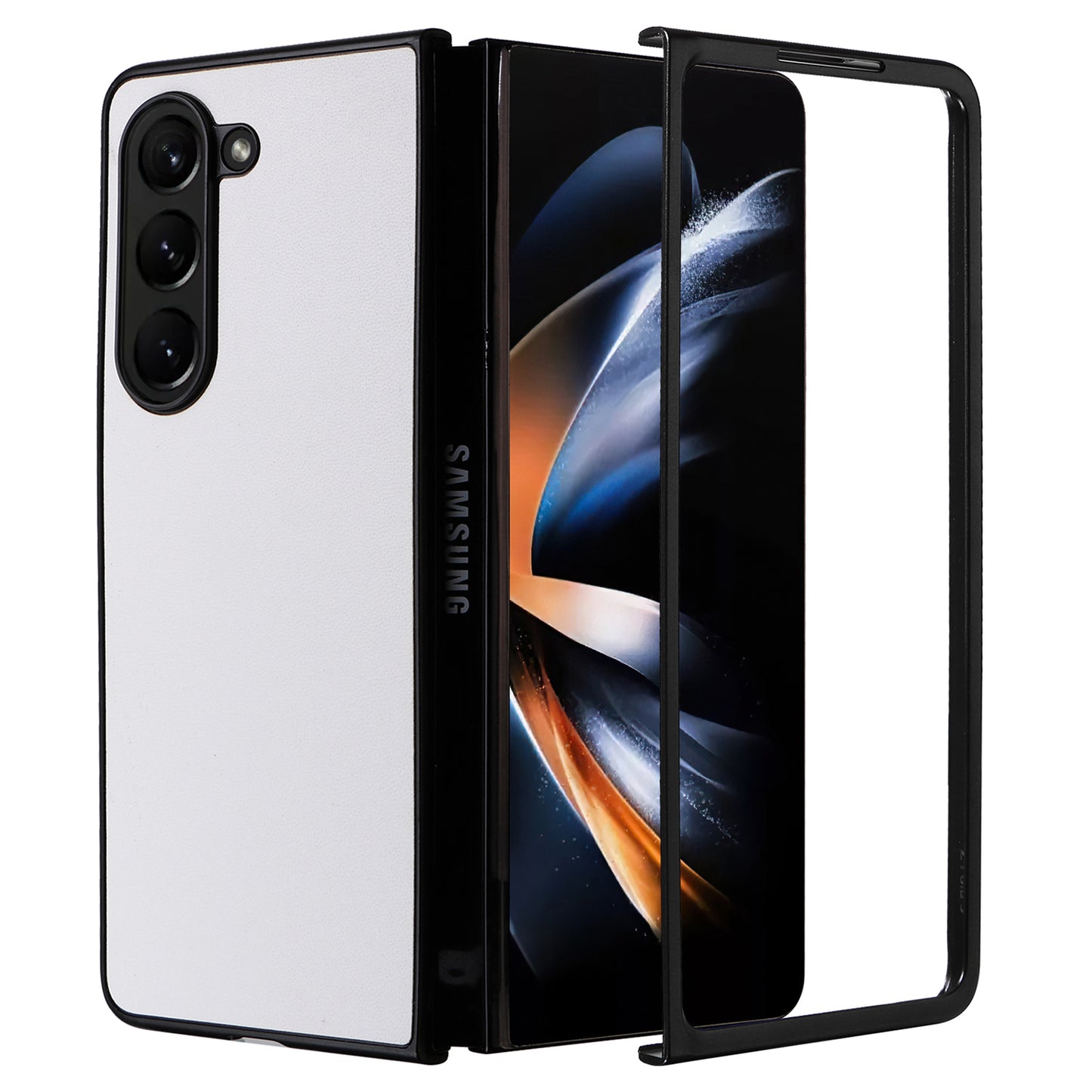 For Samsung Galaxy Z Fold6 5G Case PU Leather+PC Folding Phone Cover - White