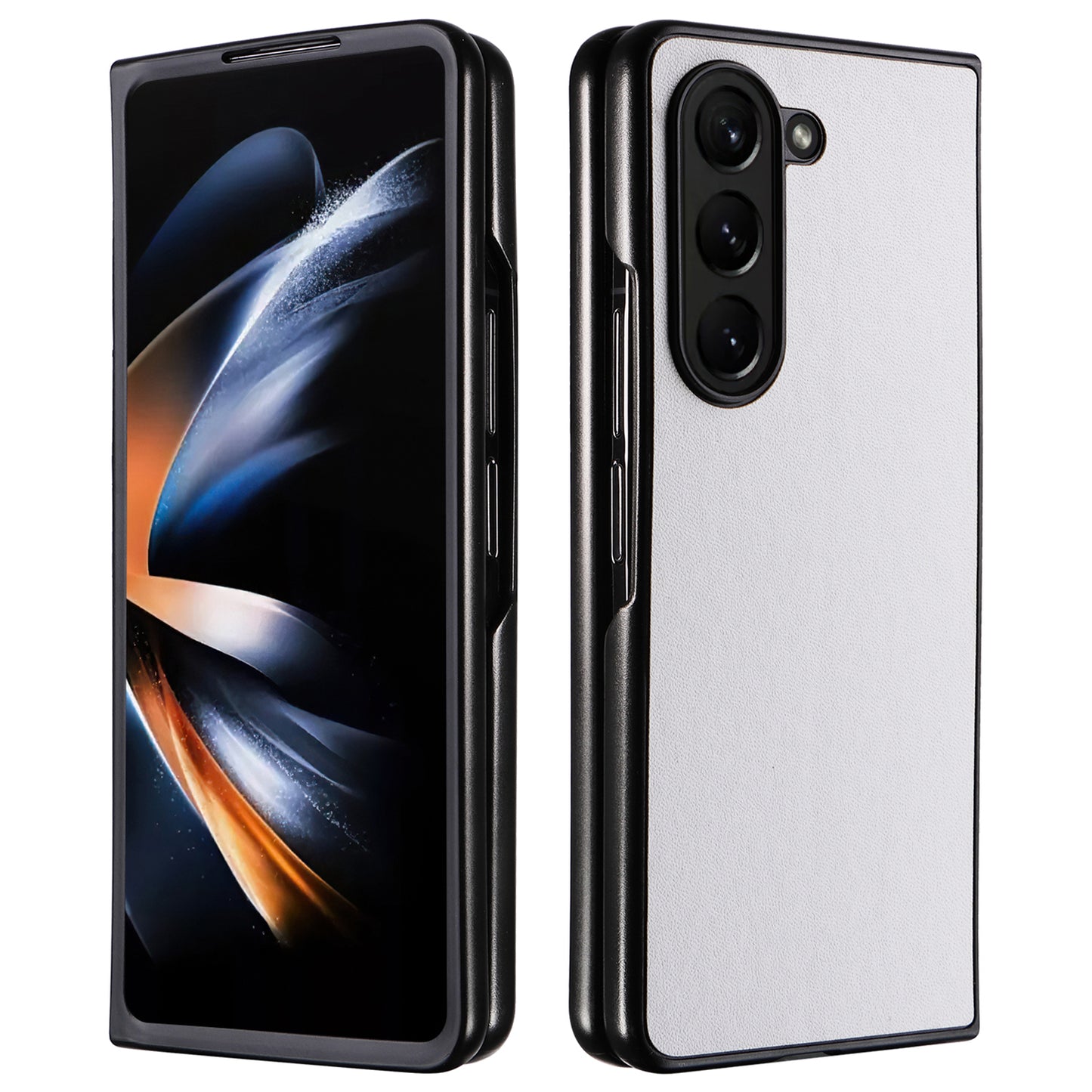 For Samsung Galaxy Z Fold6 5G Case PU Leather+PC Folding Phone Cover - White