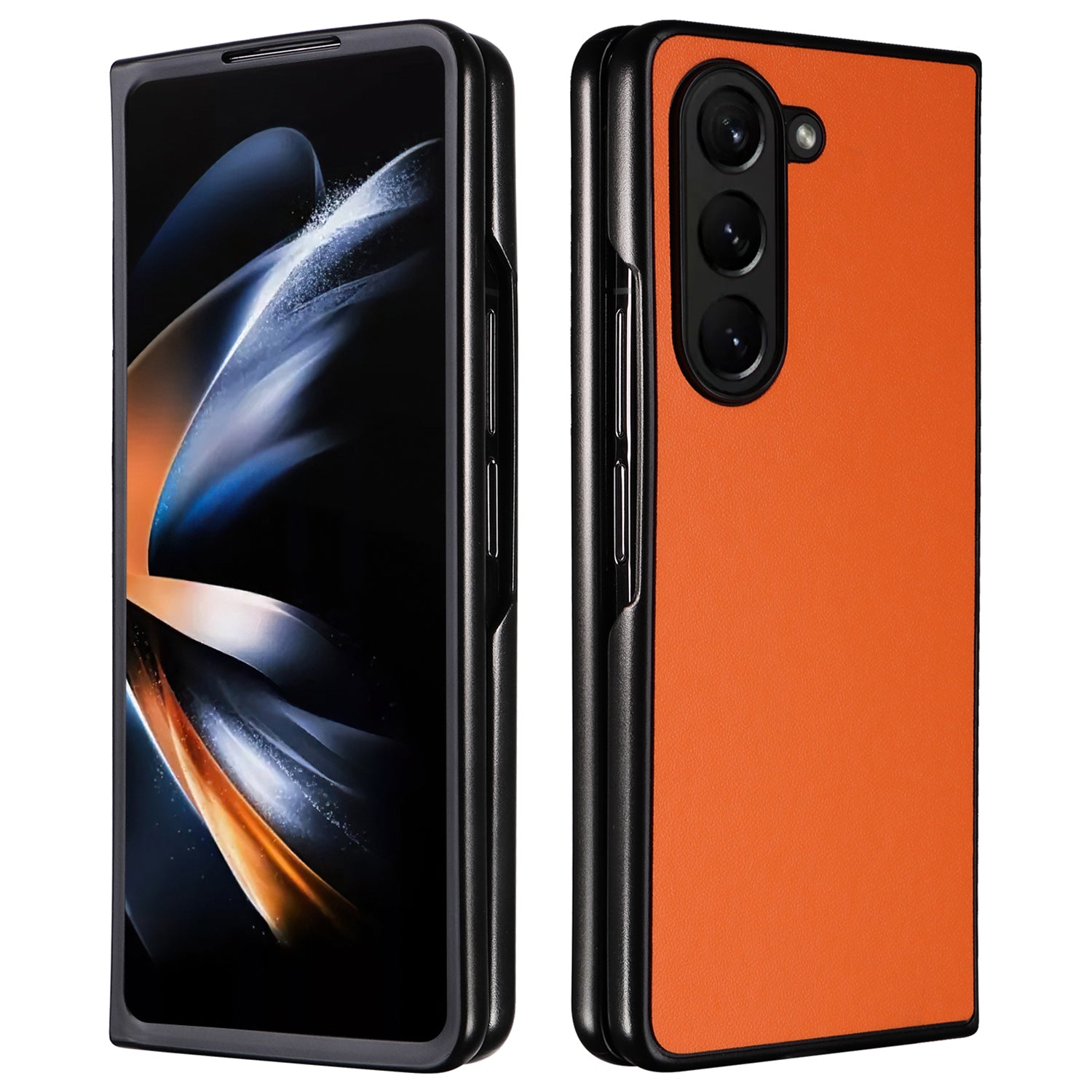 For Samsung Galaxy Z Fold6 5G Case PU Leather+PC Folding Phone Cover - Orange
