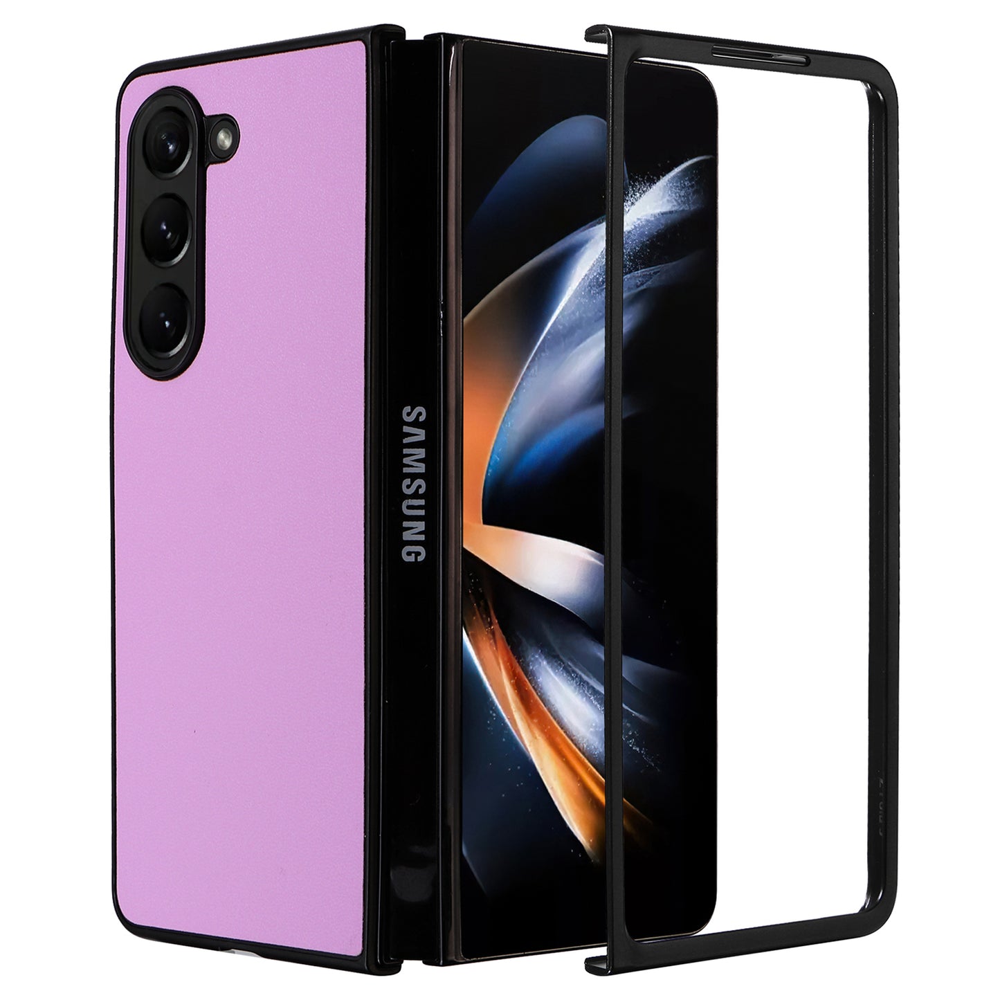 For Samsung Galaxy Z Fold6 5G Case PU Leather+PC Folding Phone Cover - Purple