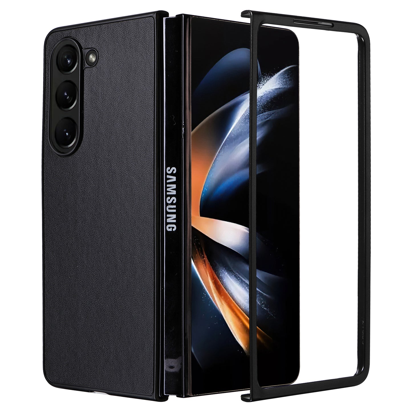 For Samsung Galaxy Z Fold6 5G Case PU Leather+PC Folding Phone Cover - Black