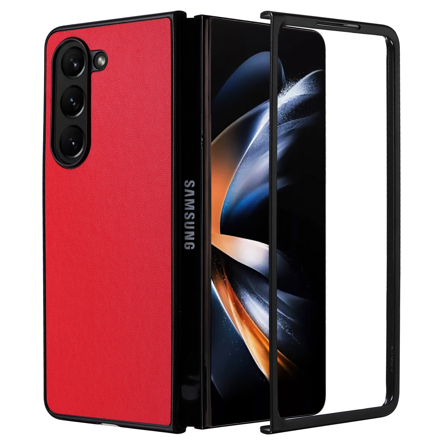 For Samsung Galaxy Z Fold6 5G Case PU Leather+PC Folding Phone Cover - Red