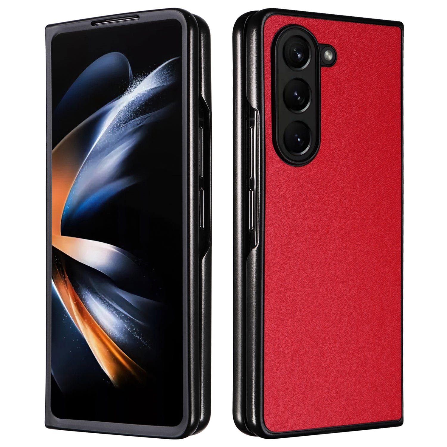For Samsung Galaxy Z Fold6 5G Case PU Leather+PC Folding Phone Cover - Red