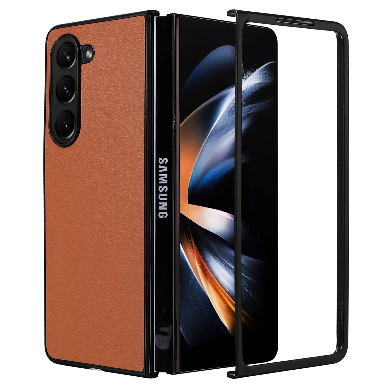 For Samsung Galaxy Z Fold6 5G Case PU Leather+PC Folding Phone Cover - Brown