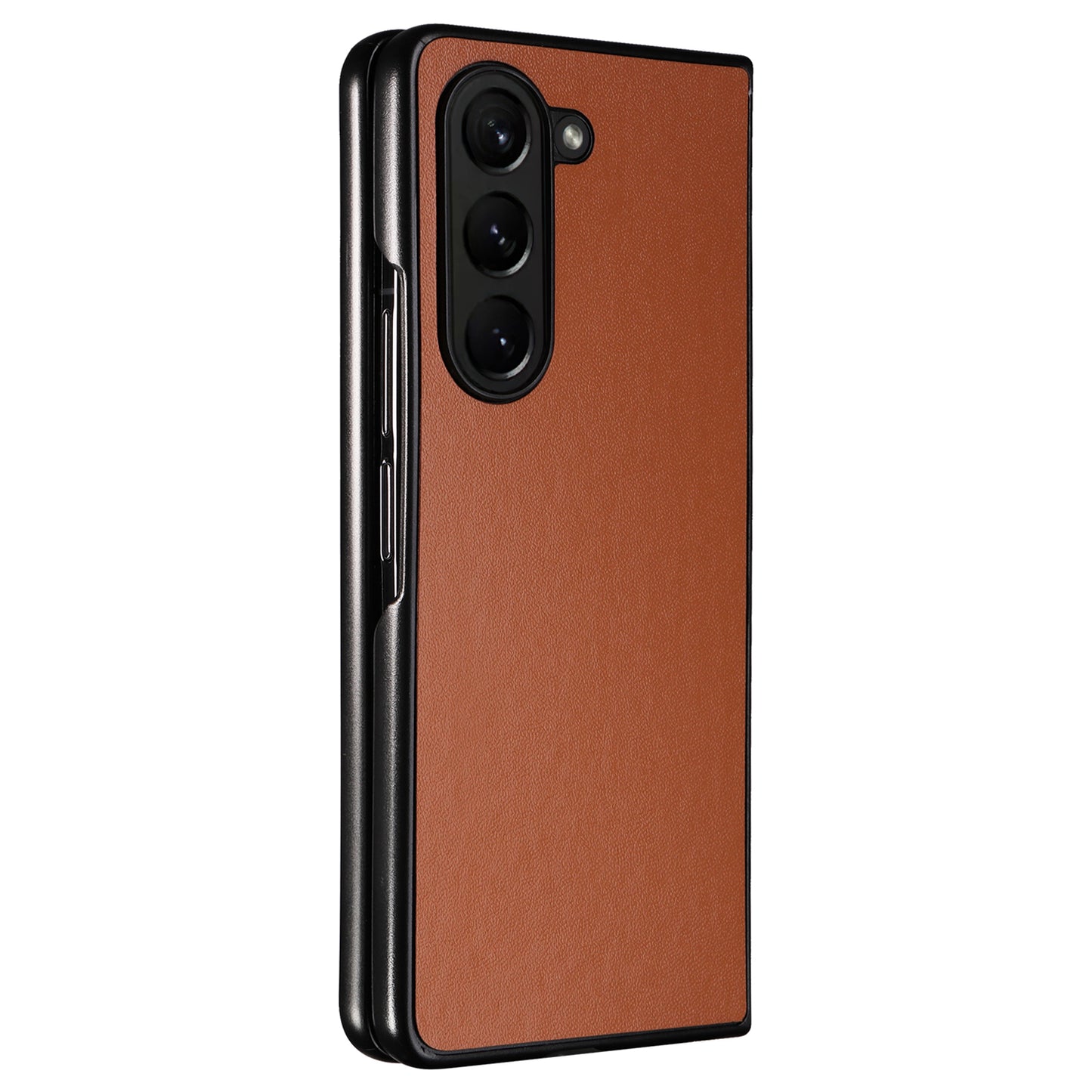 For Samsung Galaxy Z Fold6 5G Case PU Leather+PC Folding Phone Cover - Brown