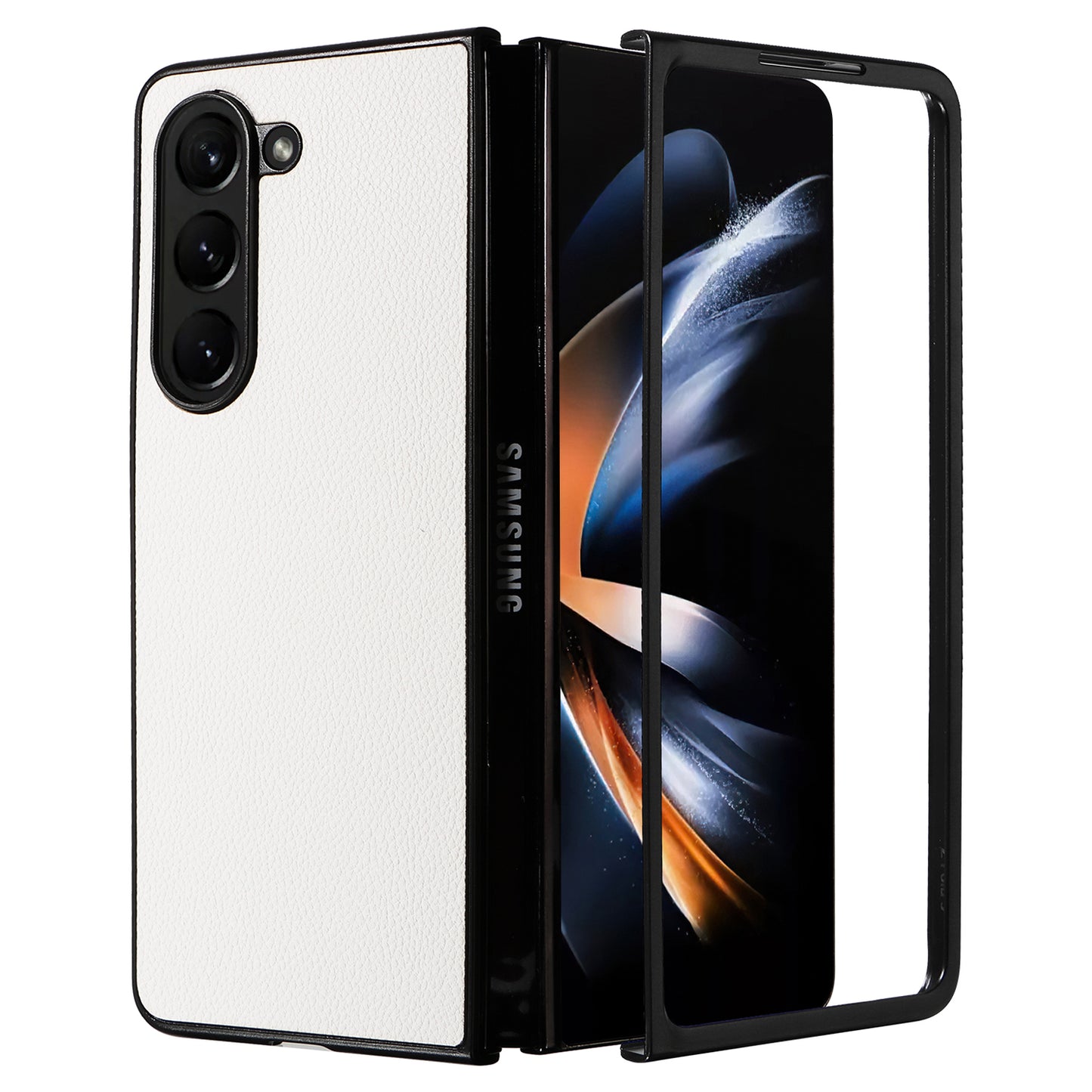 For Samsung Galaxy Z Fold6 5G Case Litchi Texture  Leather Coated PC Phone Cover - White