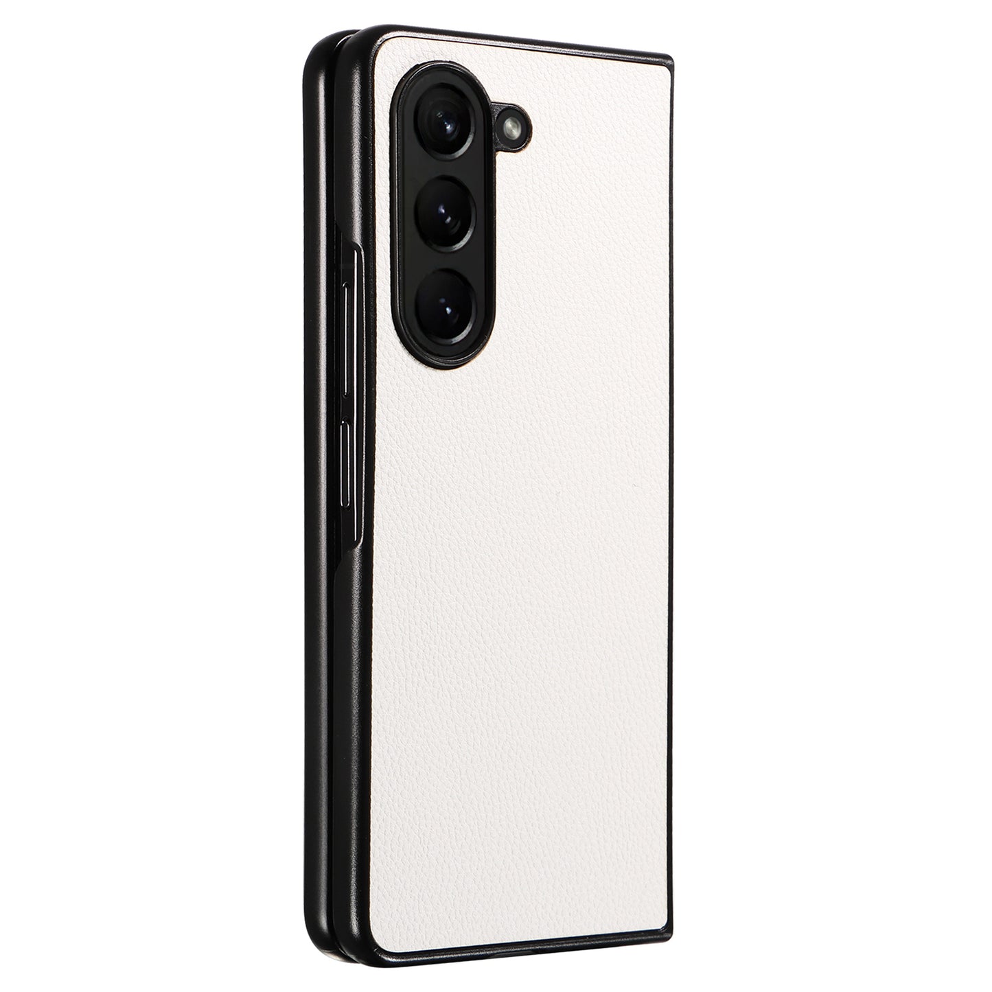 For Samsung Galaxy Z Fold6 5G Case Litchi Texture  Leather Coated PC Phone Cover - White