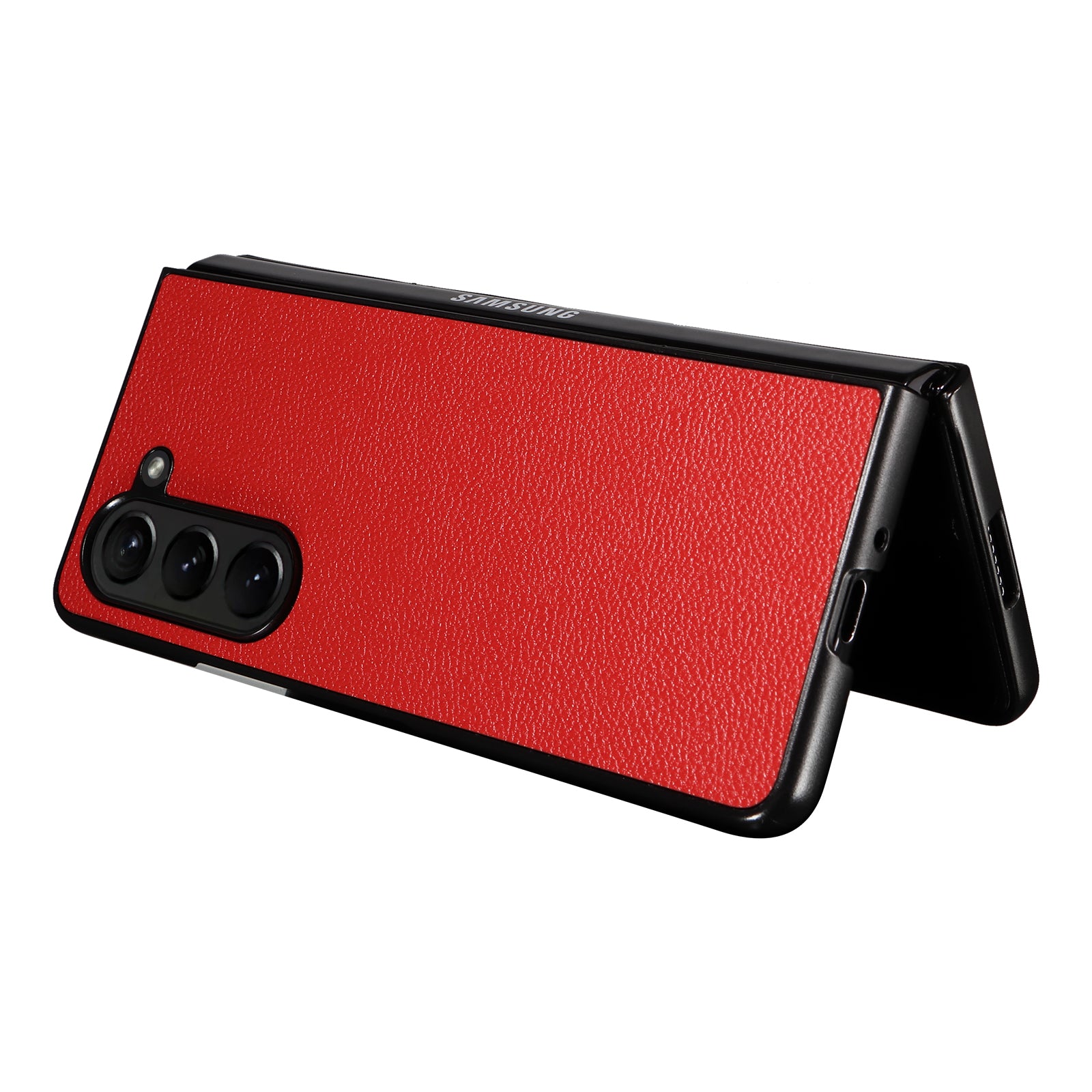 For Samsung Galaxy Z Fold6 5G Case Litchi Texture  Leather Coated PC Phone Cover - Red