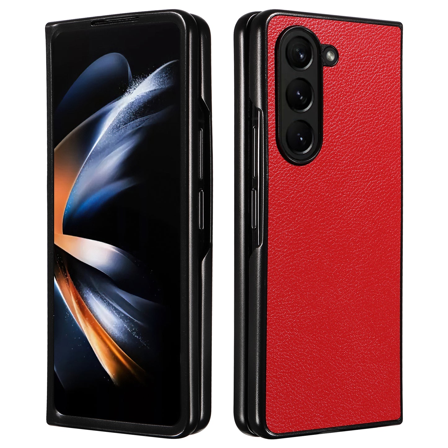 For Samsung Galaxy Z Fold6 5G Case Litchi Texture  Leather Coated PC Phone Cover - Red