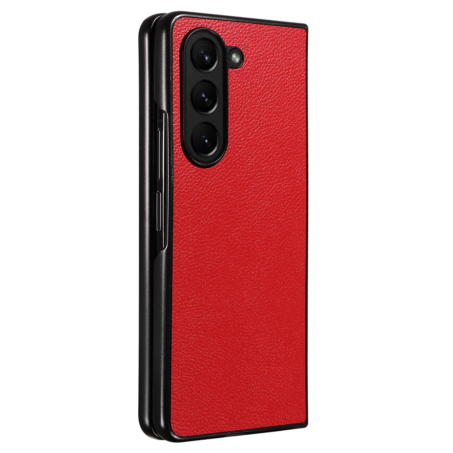 For Samsung Galaxy Z Fold6 5G Case Litchi Texture  Leather Coated PC Phone Cover - Red