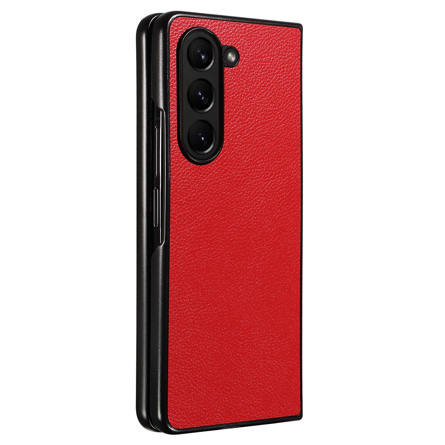 For Samsung Galaxy Z Fold6 5G Case Litchi Texture  Leather Coated PC Phone Cover - Red