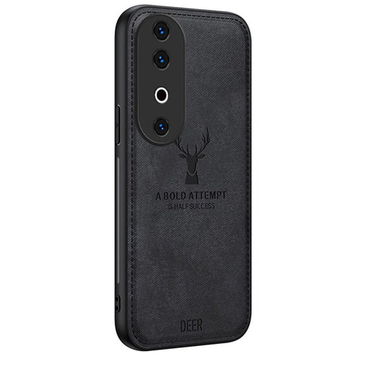 For vivo S19  5G Case  Leather Cloth Texture Phone Back Cover Deer Pattern - Black