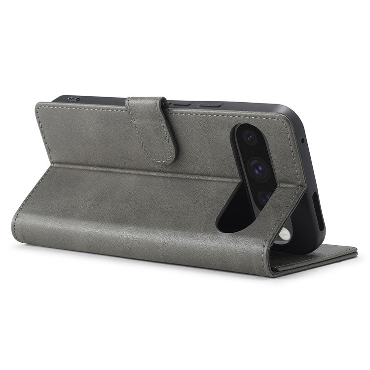 LC.IMEEKE For Google Pixel 9 Pro XL Case Calf Texture PU Leather Flip Phone Cover - Grey