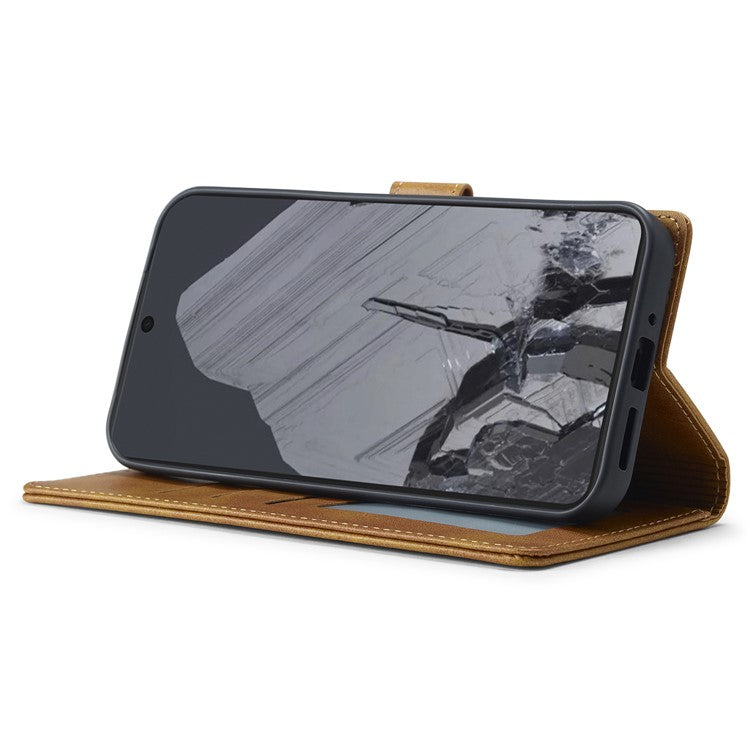 LC.IMEEKE For Google Pixel 9 / 9 Pro Case Magnetic Buckle Wallet Leather Phone Cover Calf Texture - Yellow