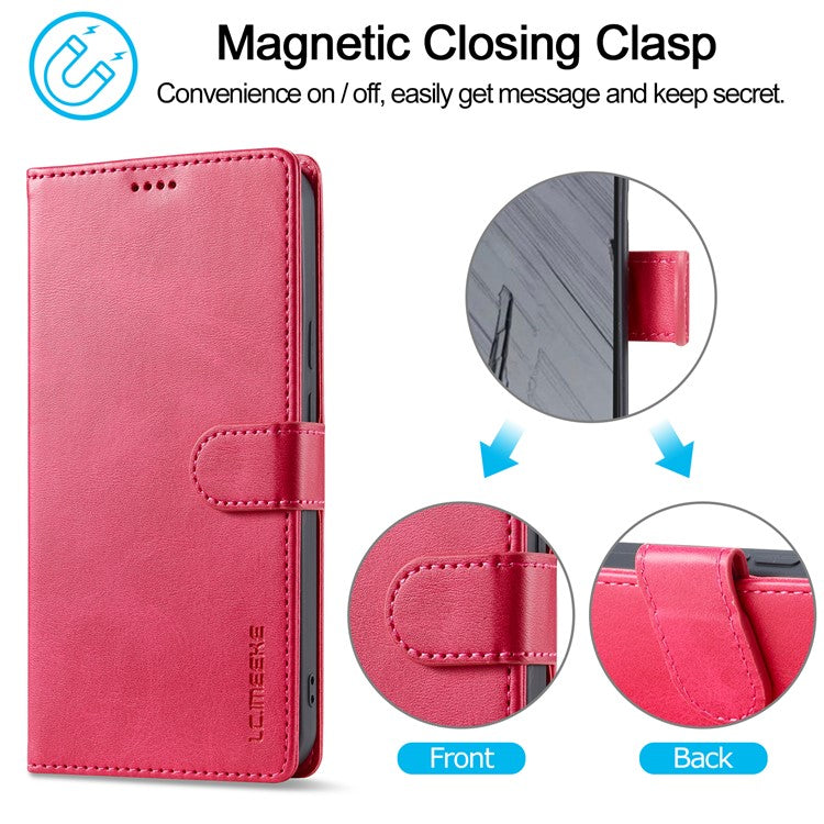 LC.IMEEKE For Google Pixel 9 Pro / Pixel 9 Case Shockproof Wallet PU Leather Phone Cover Calf Texture - Rose