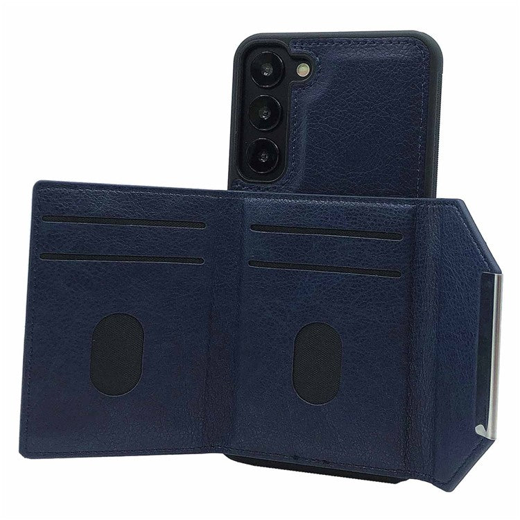 For Samsung Galaxy S23 Case Detachable Leather Back Cover 4 Card Slots Bag - Sapphire